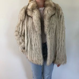 Vintage White Fox Fur Coat Small